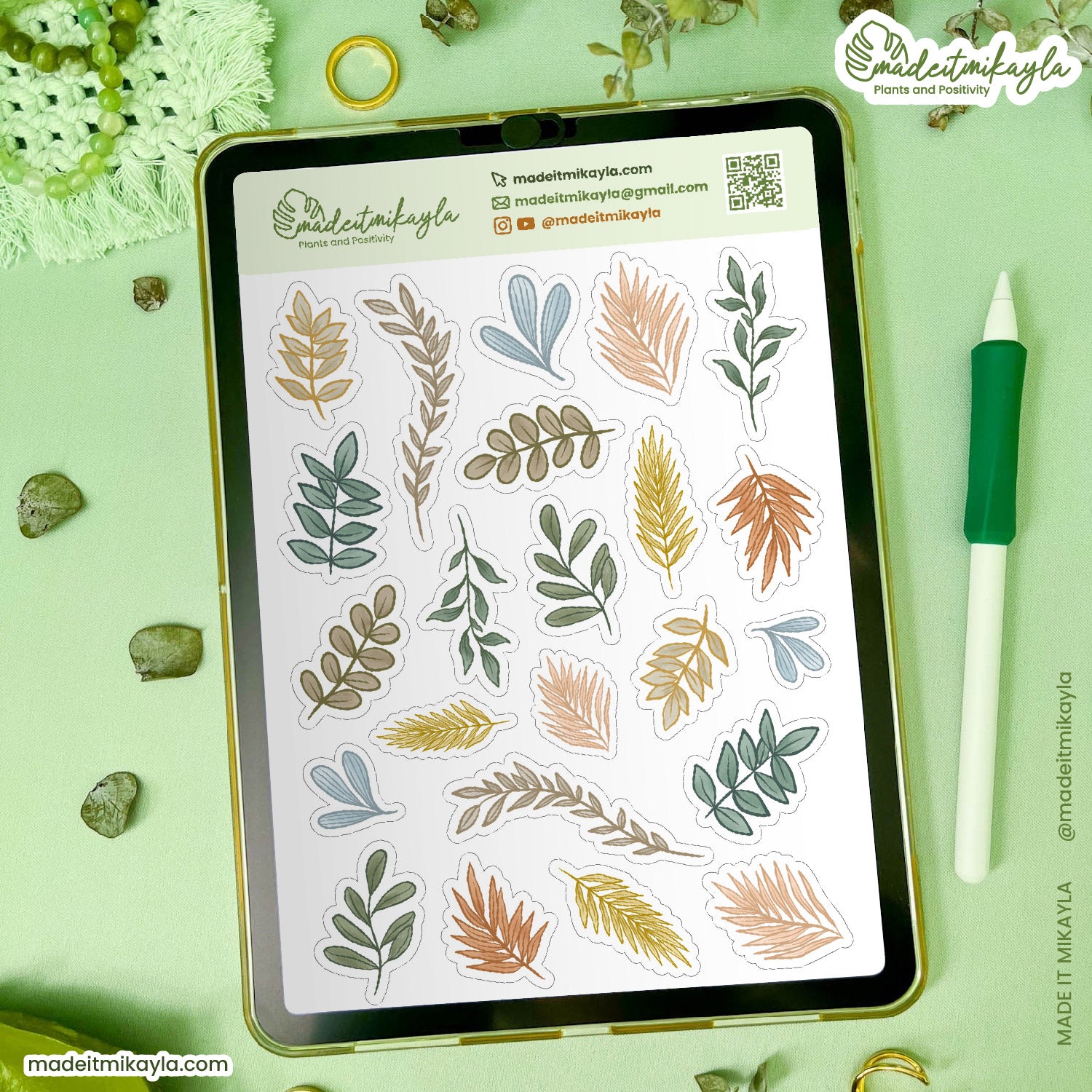 Pastel Foliage Digital Stickers | MadeItMikayla