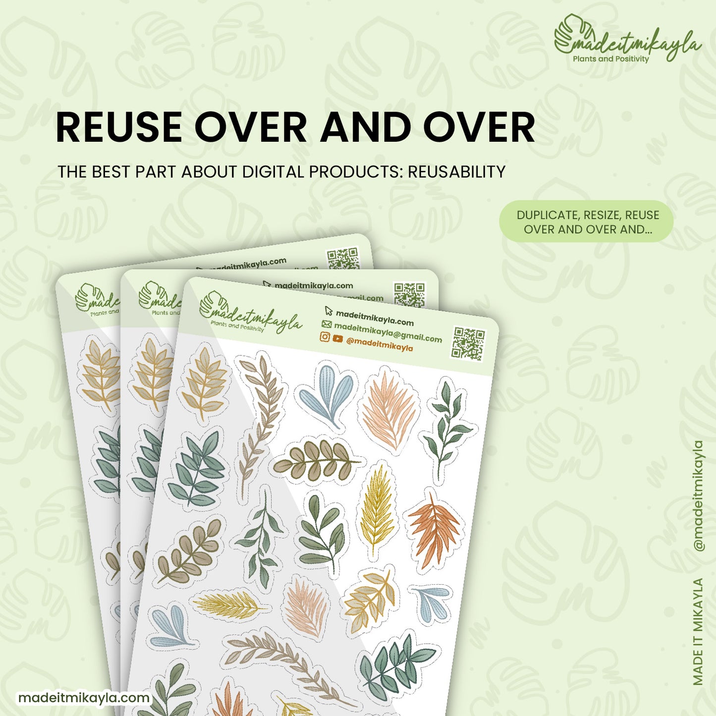 Pastel Foliage Digital Stickers | MadeItMikayla