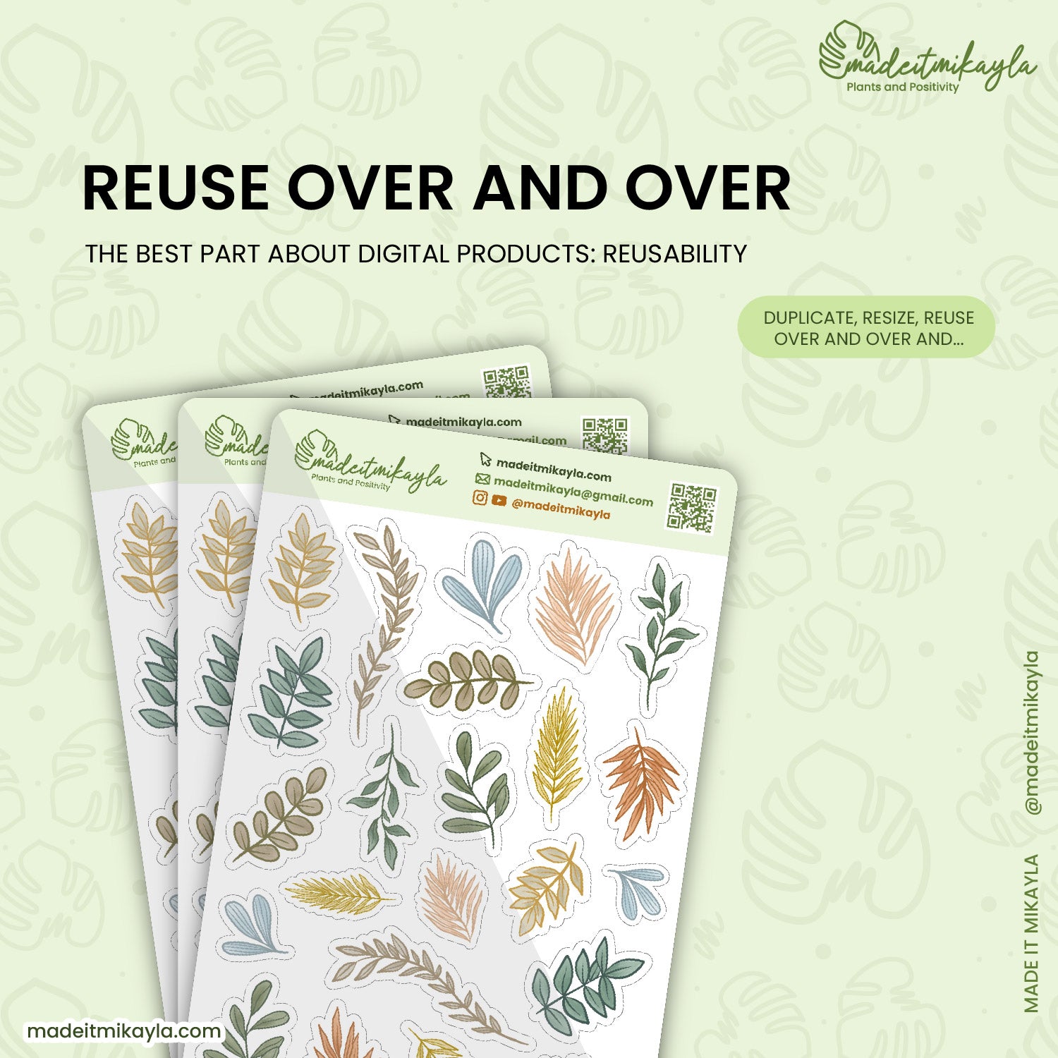 Pastel Foliage Digital Stickers | MadeItMikayla