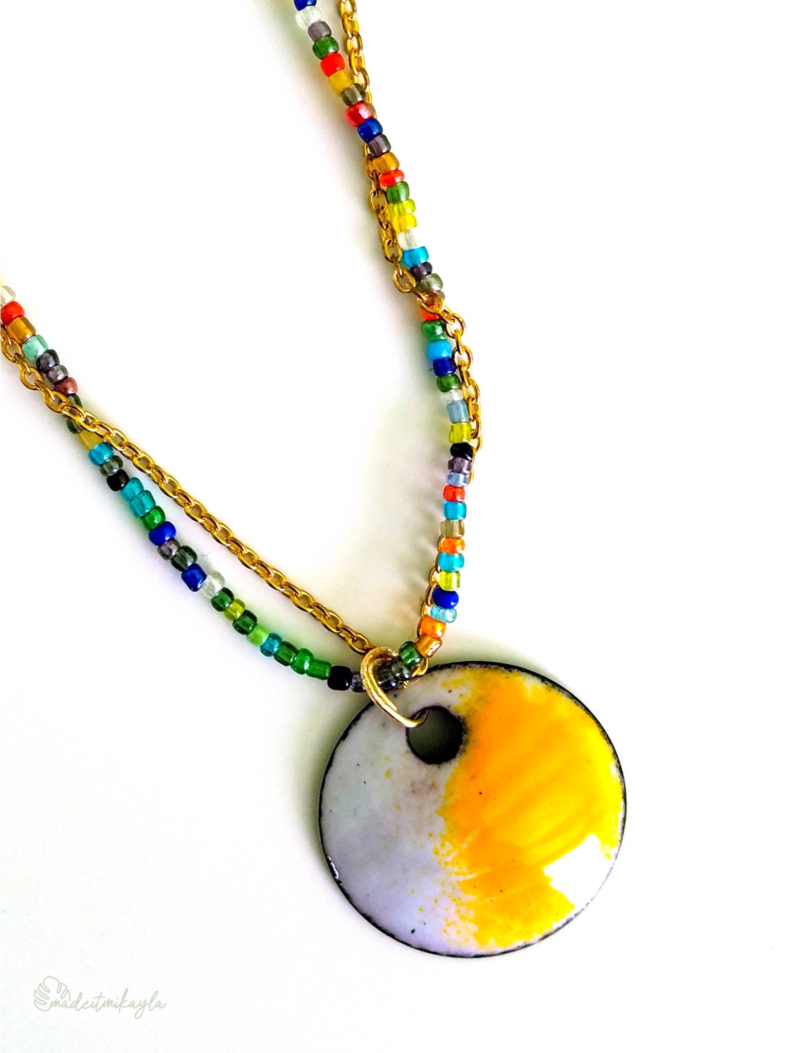 Yellow Beaded Enamel Necklace | MadeItMikayla