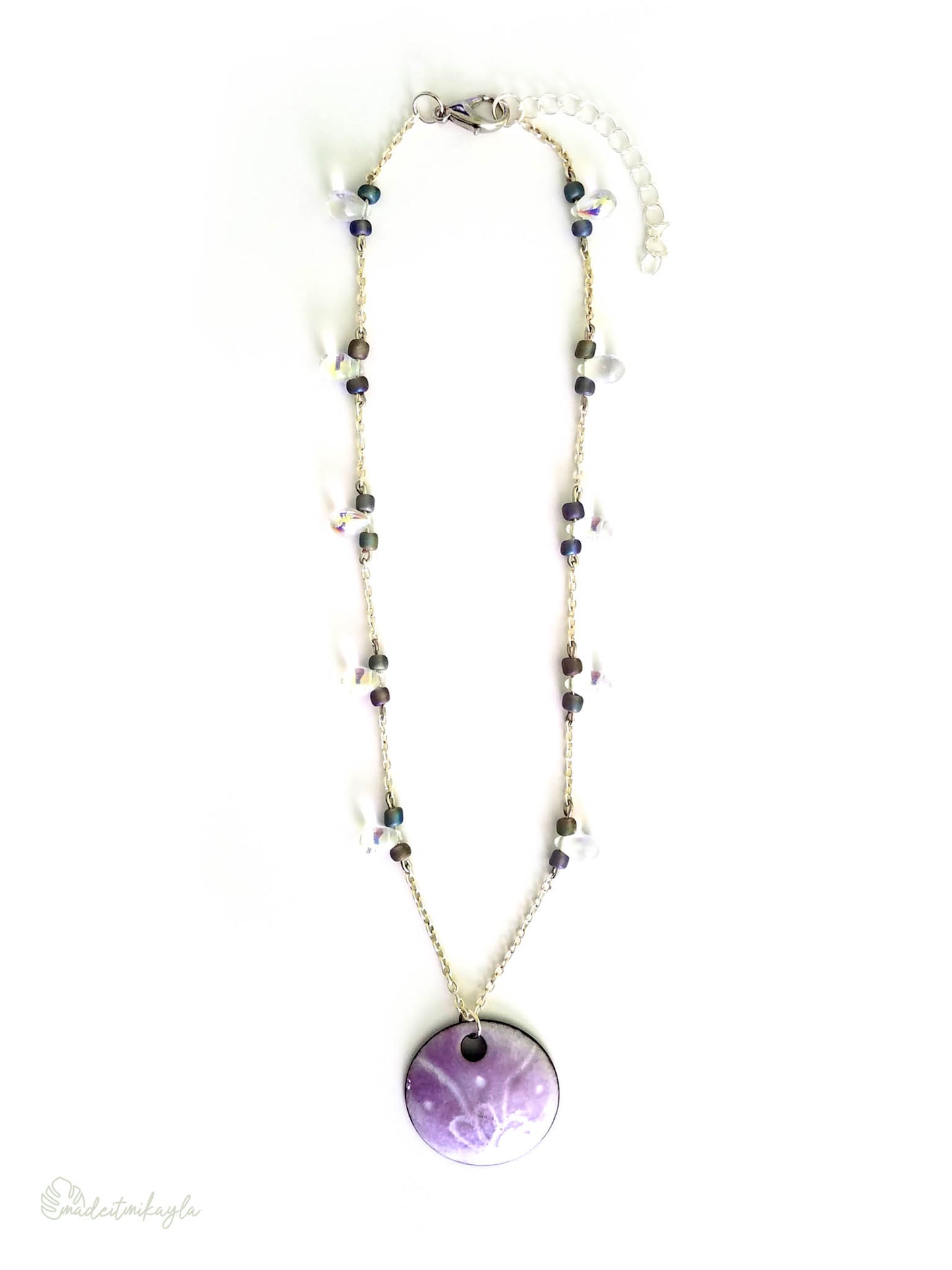 Purple Flower Enamel Necklace
