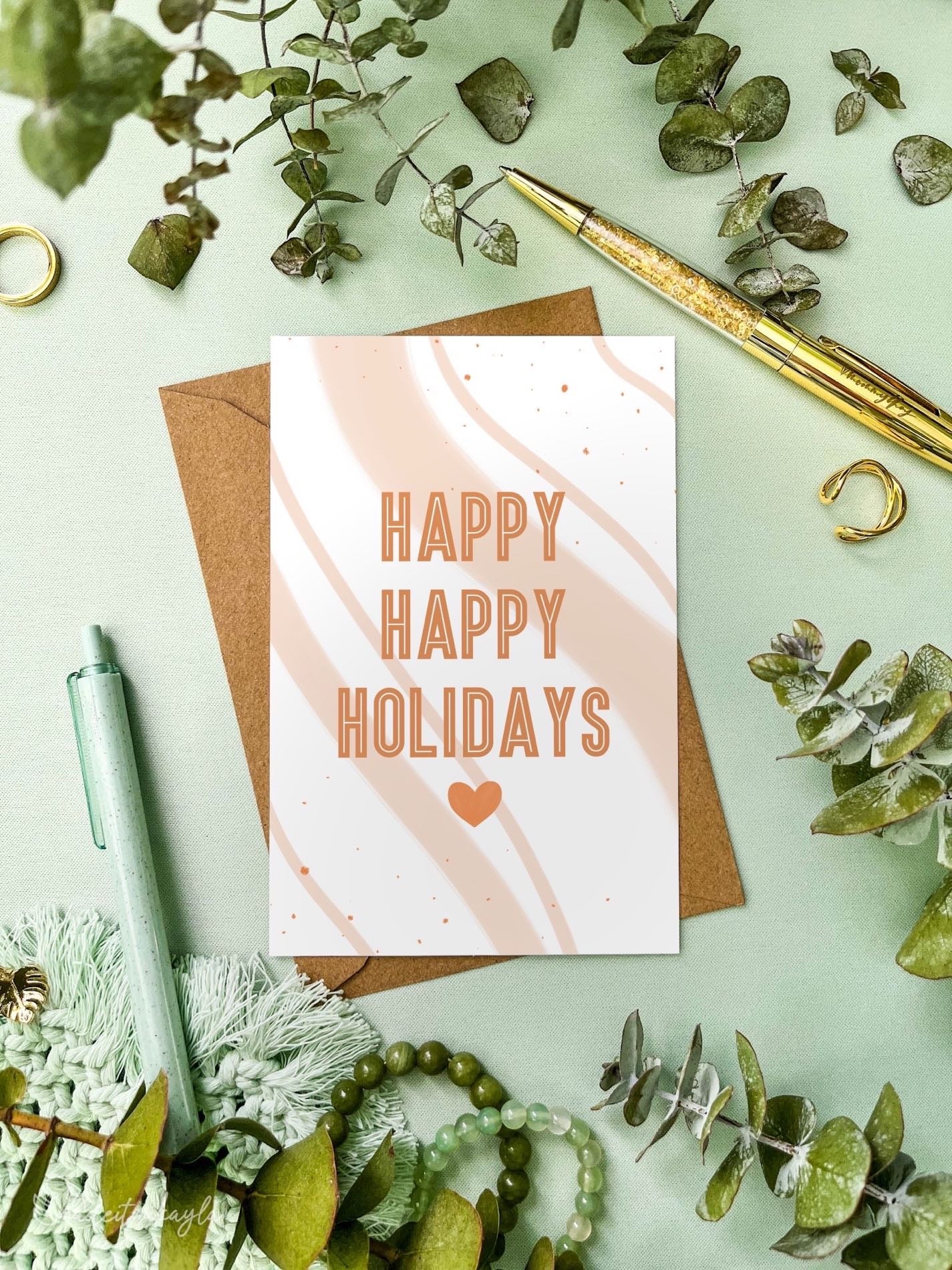 Happy Happy Holidays Candy Cane Greeting Card