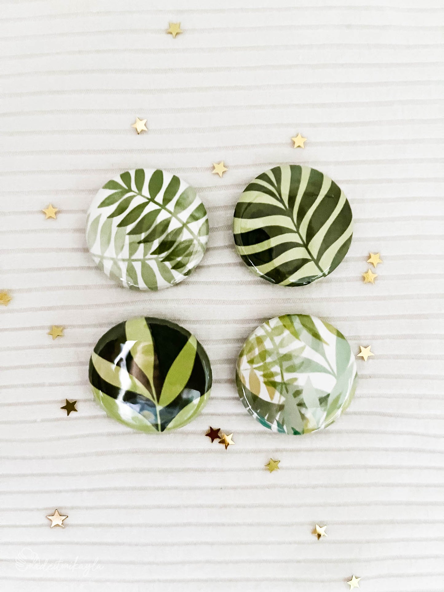 Watercolor Leaves Button Magnets (Pack of 4)