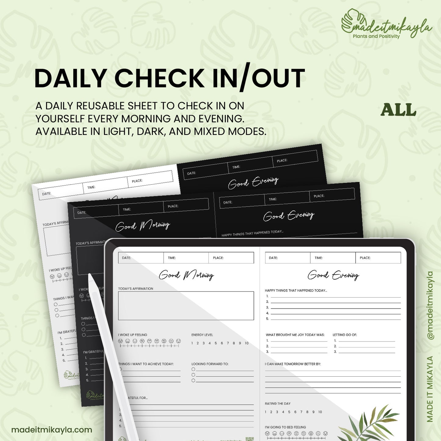 Daily Check In/Out (All Modes) Digital Sheets Bundle | MadeItMikayla