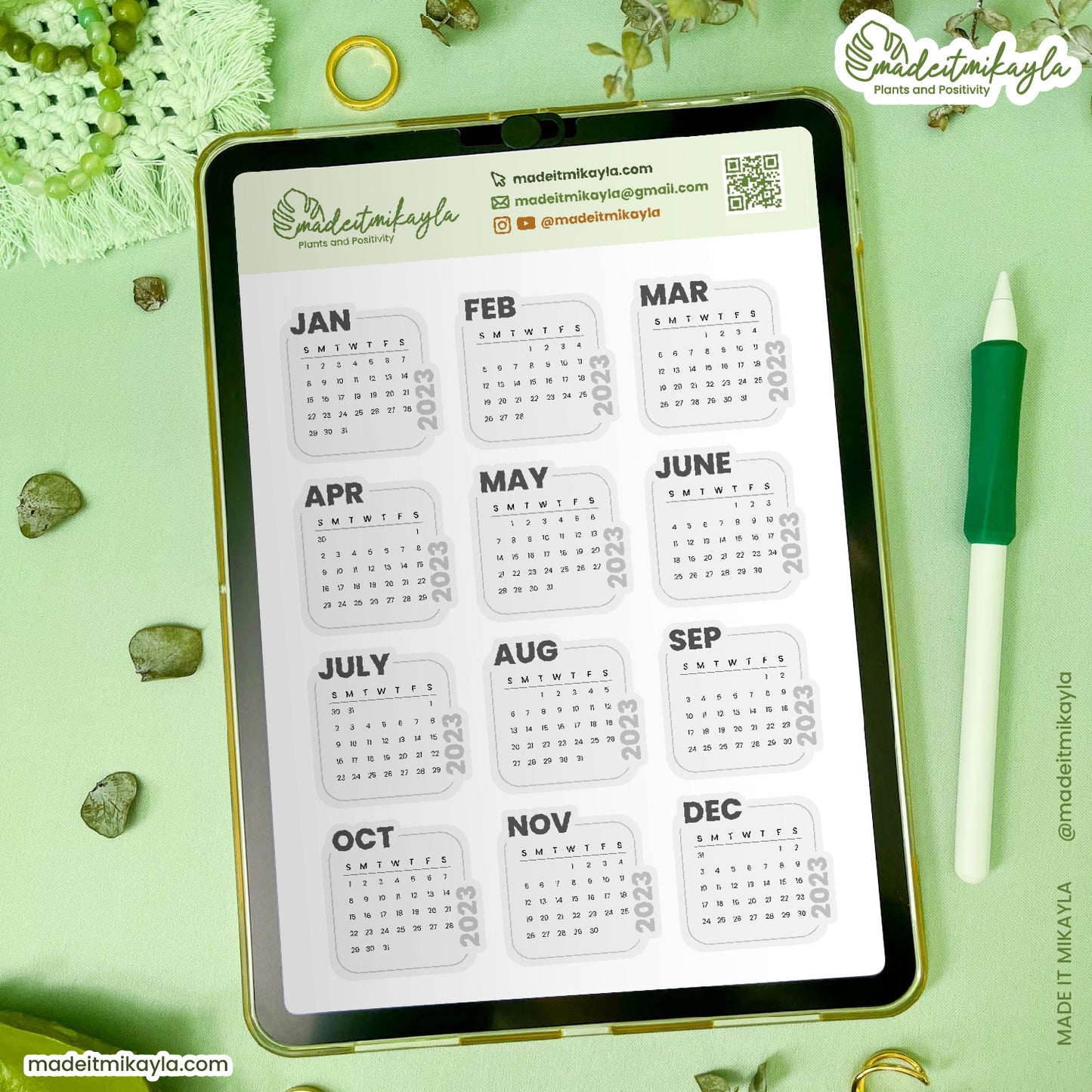 White 2023 Calendars Digital Stickers | MadeItMikayla