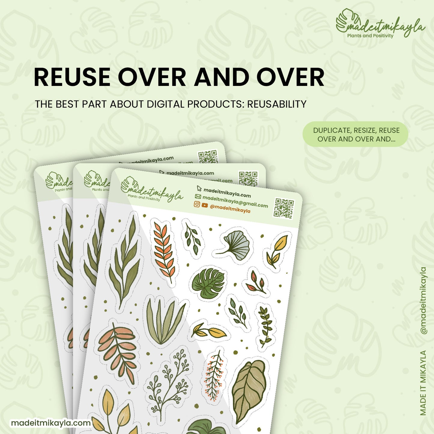 Botanical Foliage Digital Stickers | MadeItMikayla