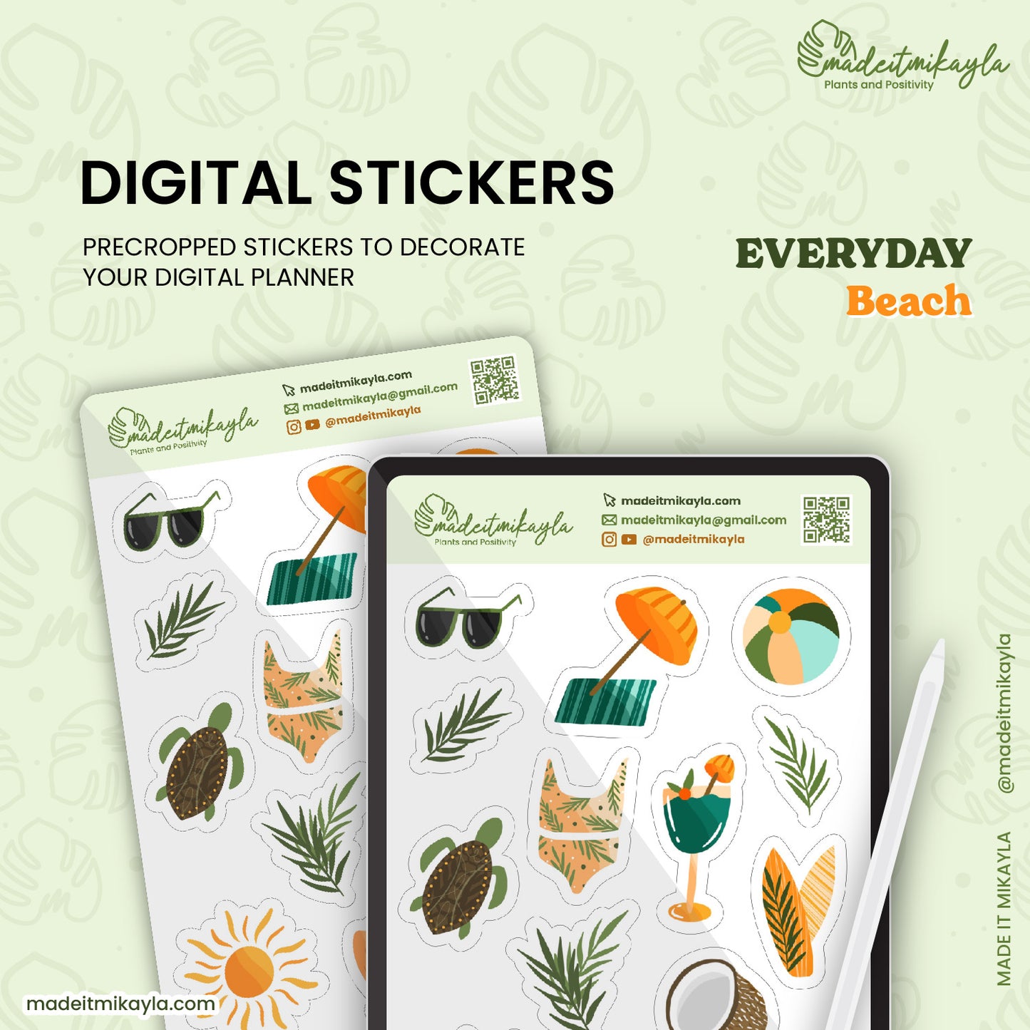 Everyday Beach Digital Stickers | MadeItMikayla