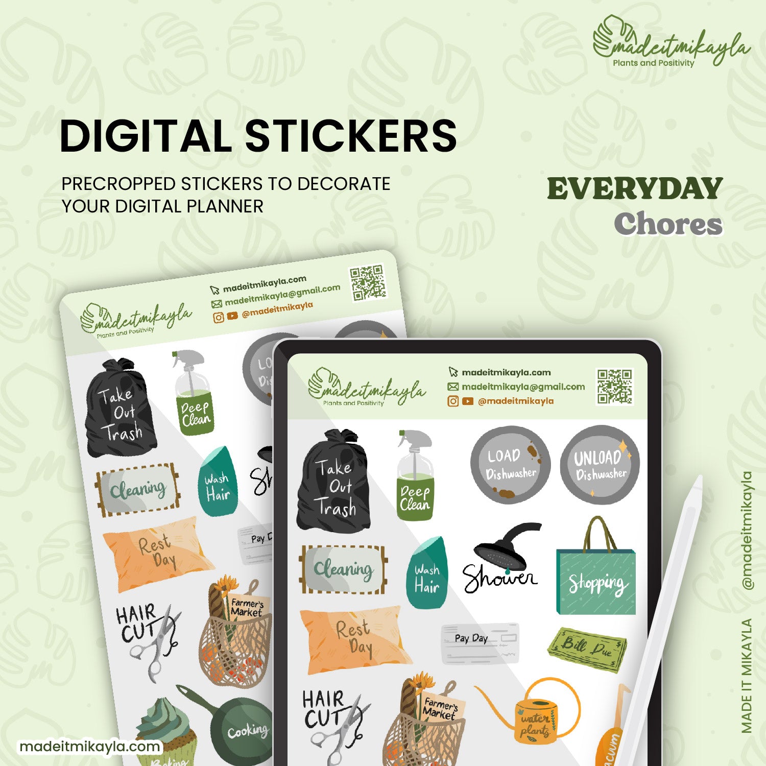 Everyday Chores Digital Stickers | MadeItMikayla
