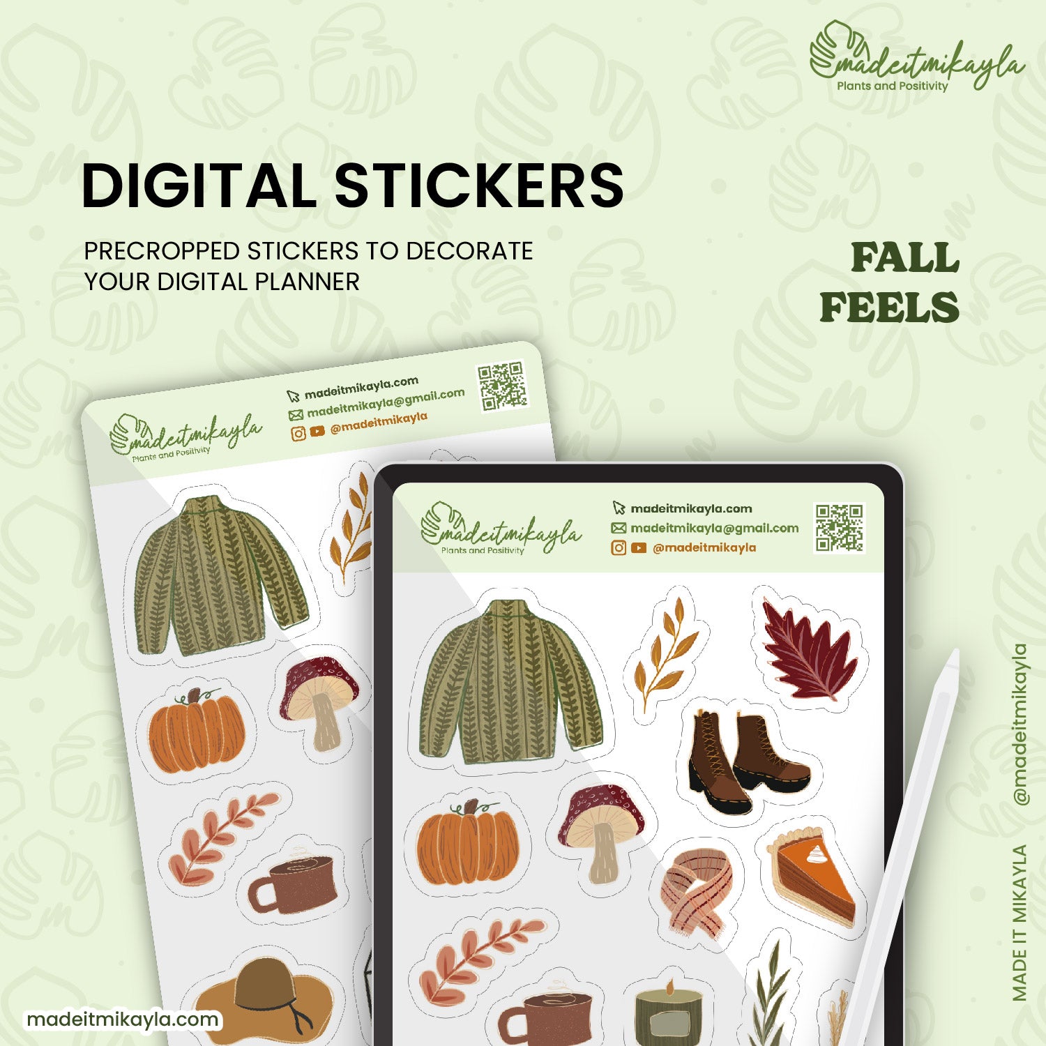 Fall Feels Digital Stickers | MadeItMikayla