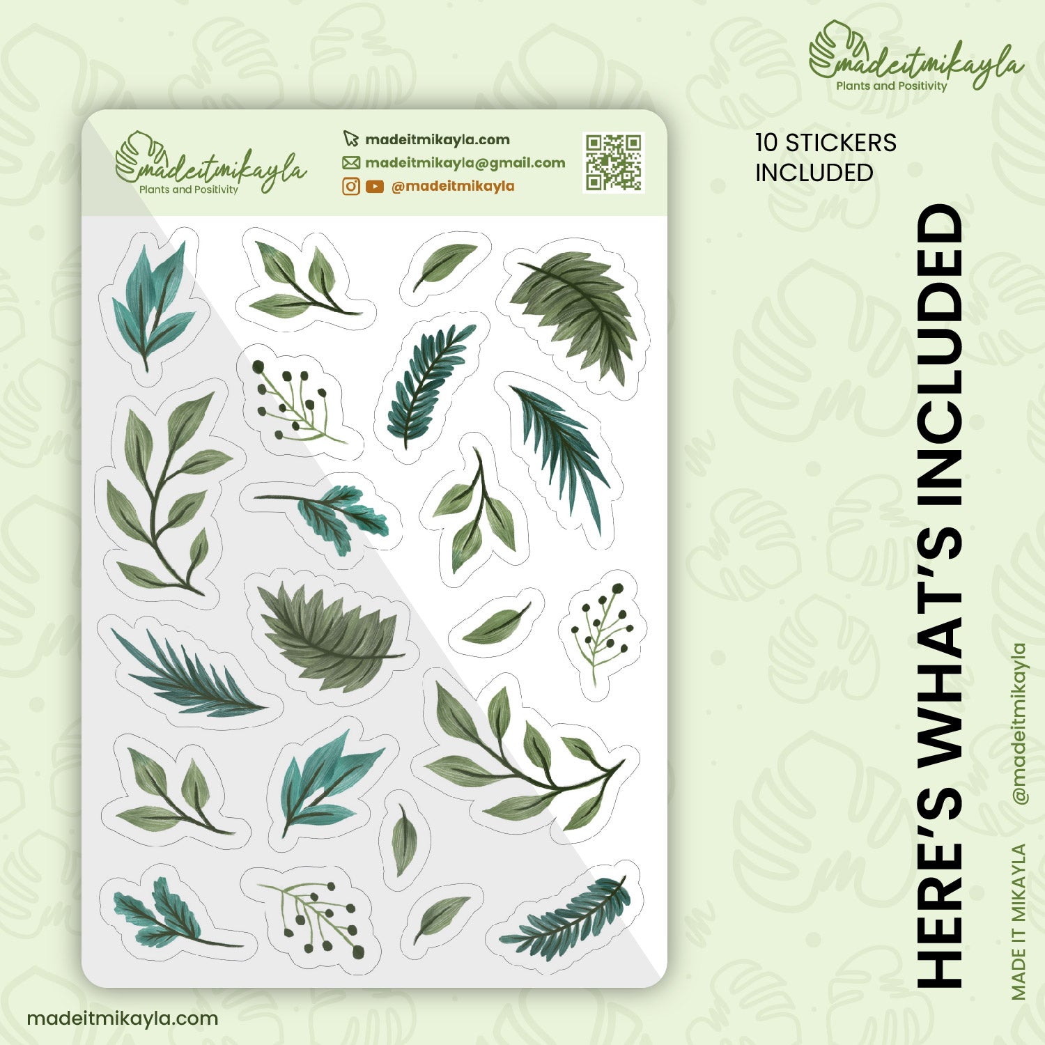 Gouache Foliage Digital Stickers | MadeItMikayla