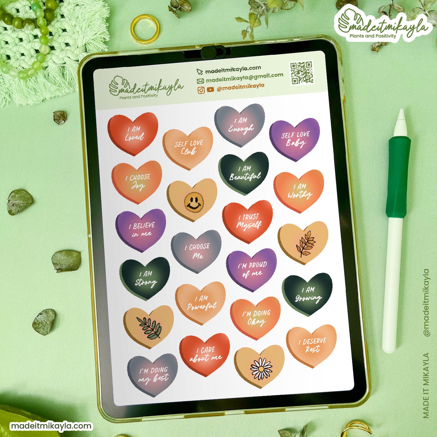 Self Love Candy Hearts Digital Stickers | MadeItMikayla