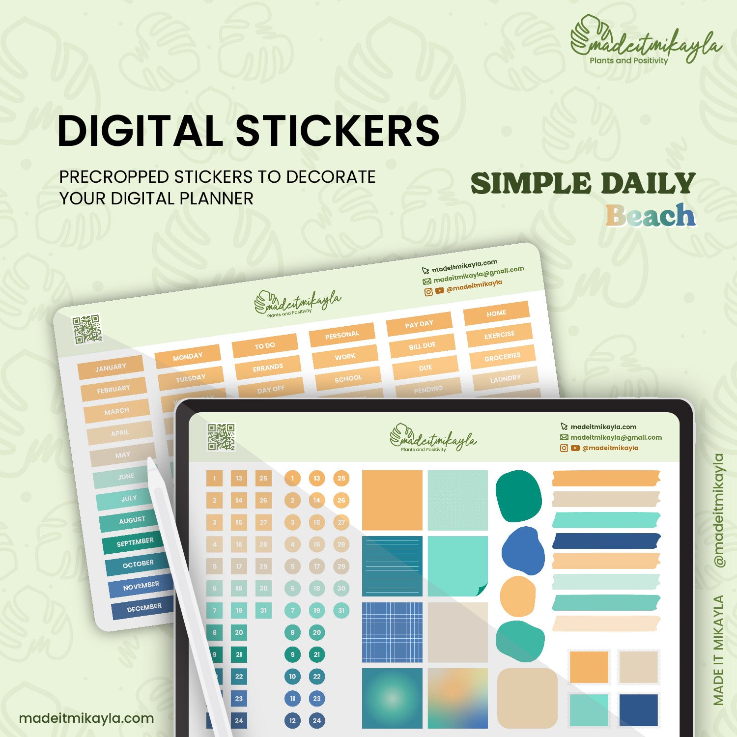 Beach Simple Daily Digital Stickers | MadeItMikayla
