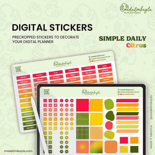 Citrus Simple Daily Digital Stickers | MadeItMikayla