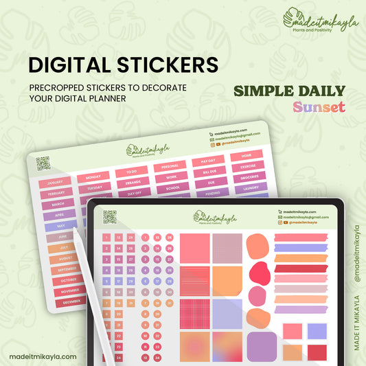 Sunset Simple Daily Digital Stickers | MadeItMikayla