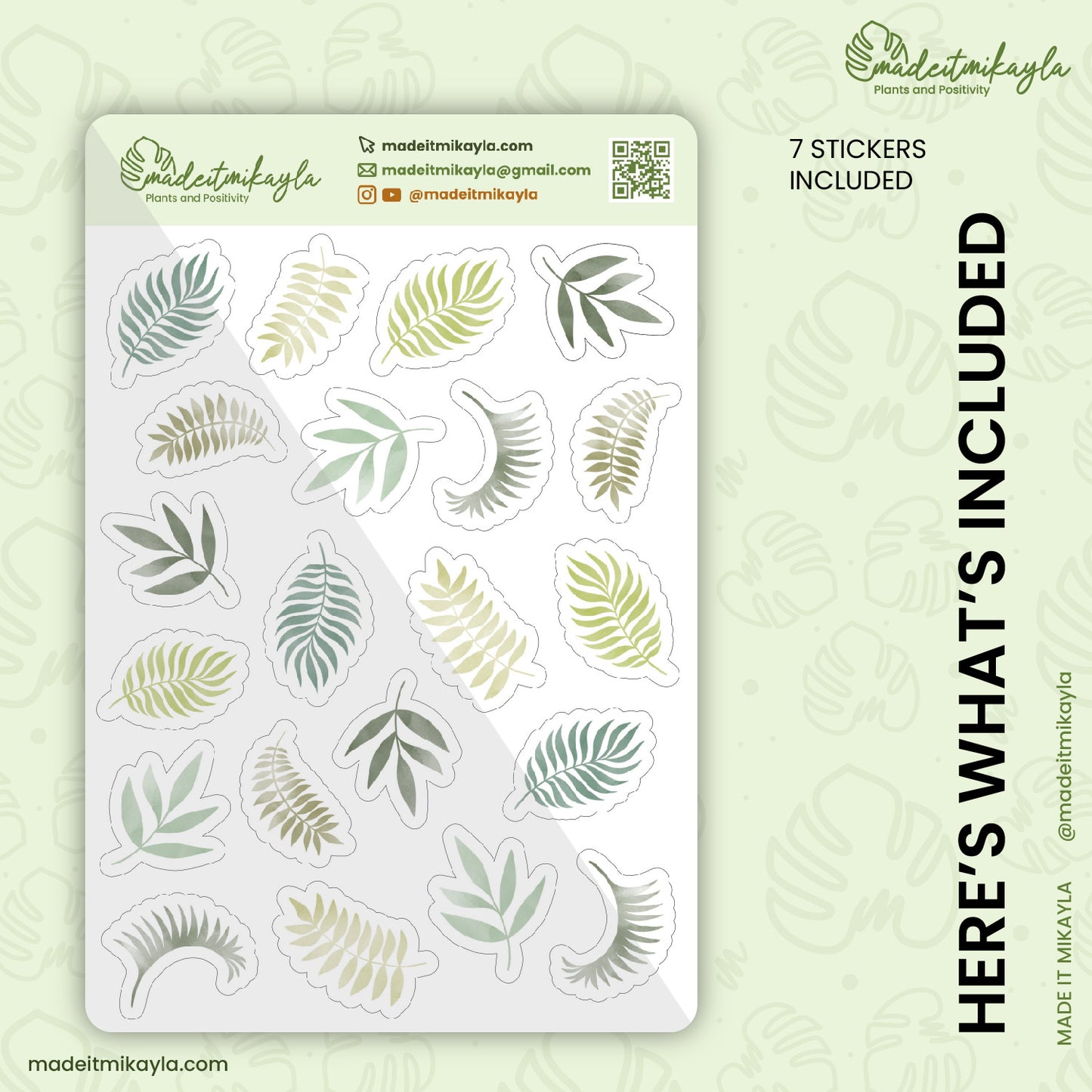 Watercolor Leaves Digital Stickers | MadeItMikayla