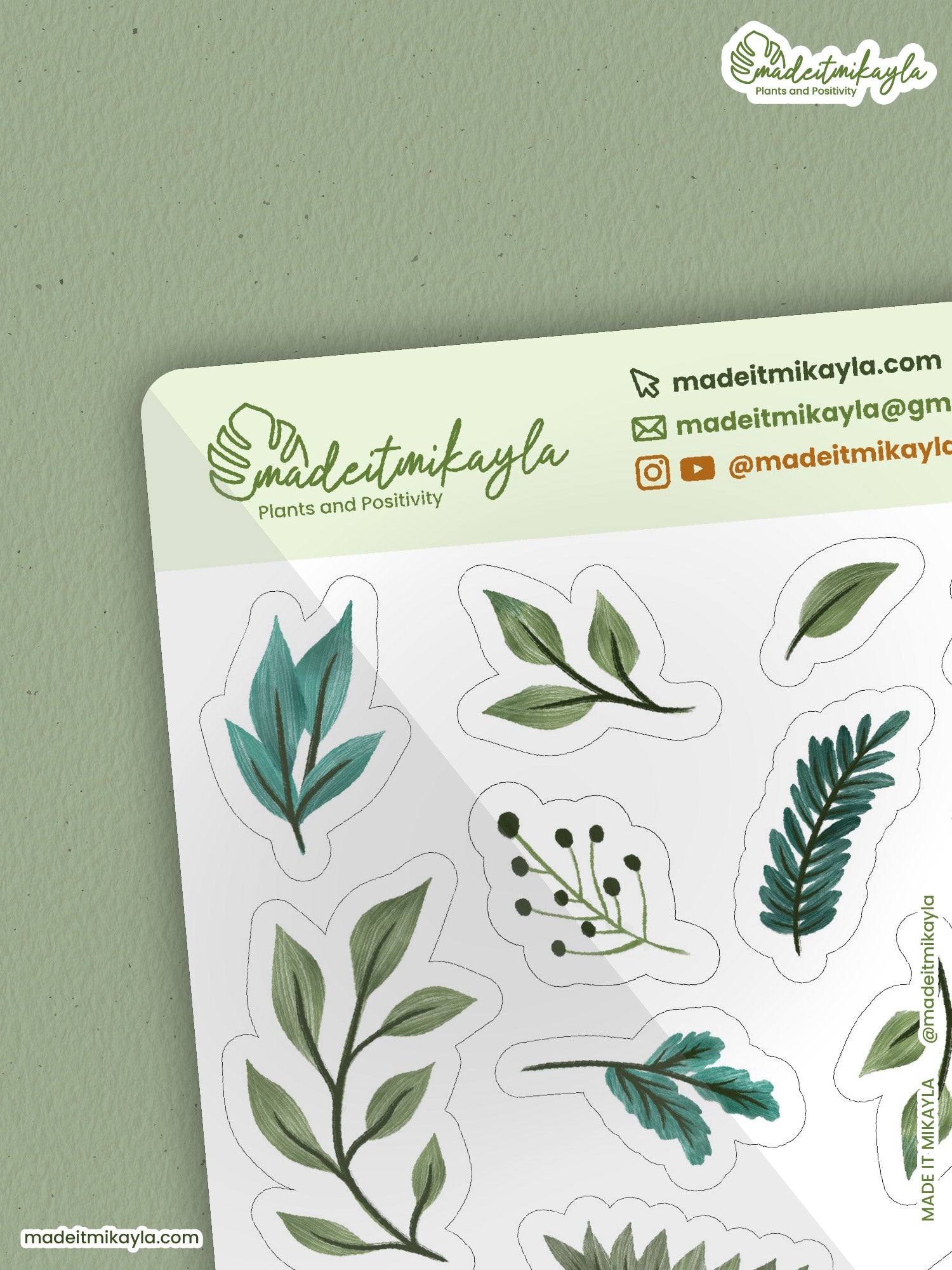 Gouache Foliage Sticker Sheet | MadeItMikayla