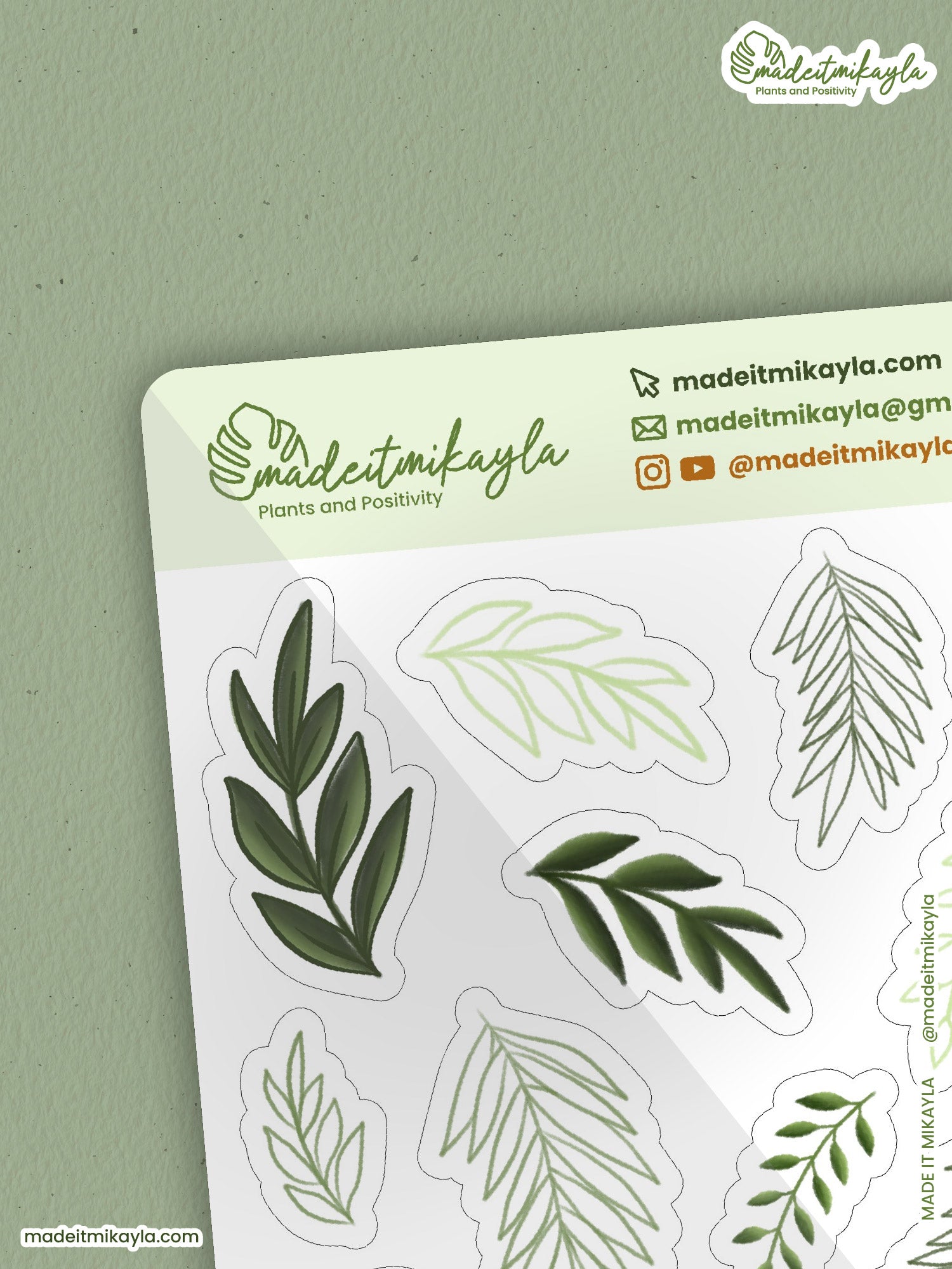 Mixed Greenery Sticker Sheet | MadeItMikayla