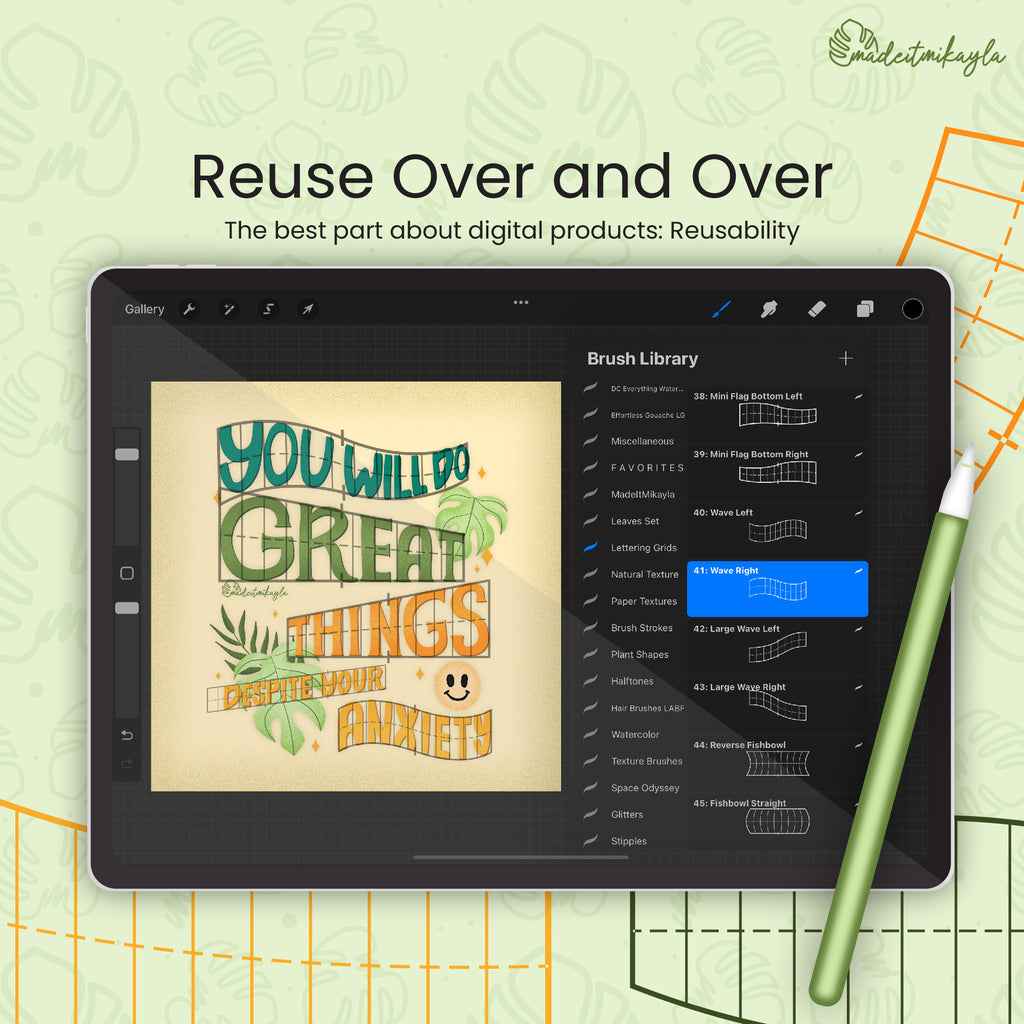 Lettering Grids Procreate Brush Set | MadeItMikayla