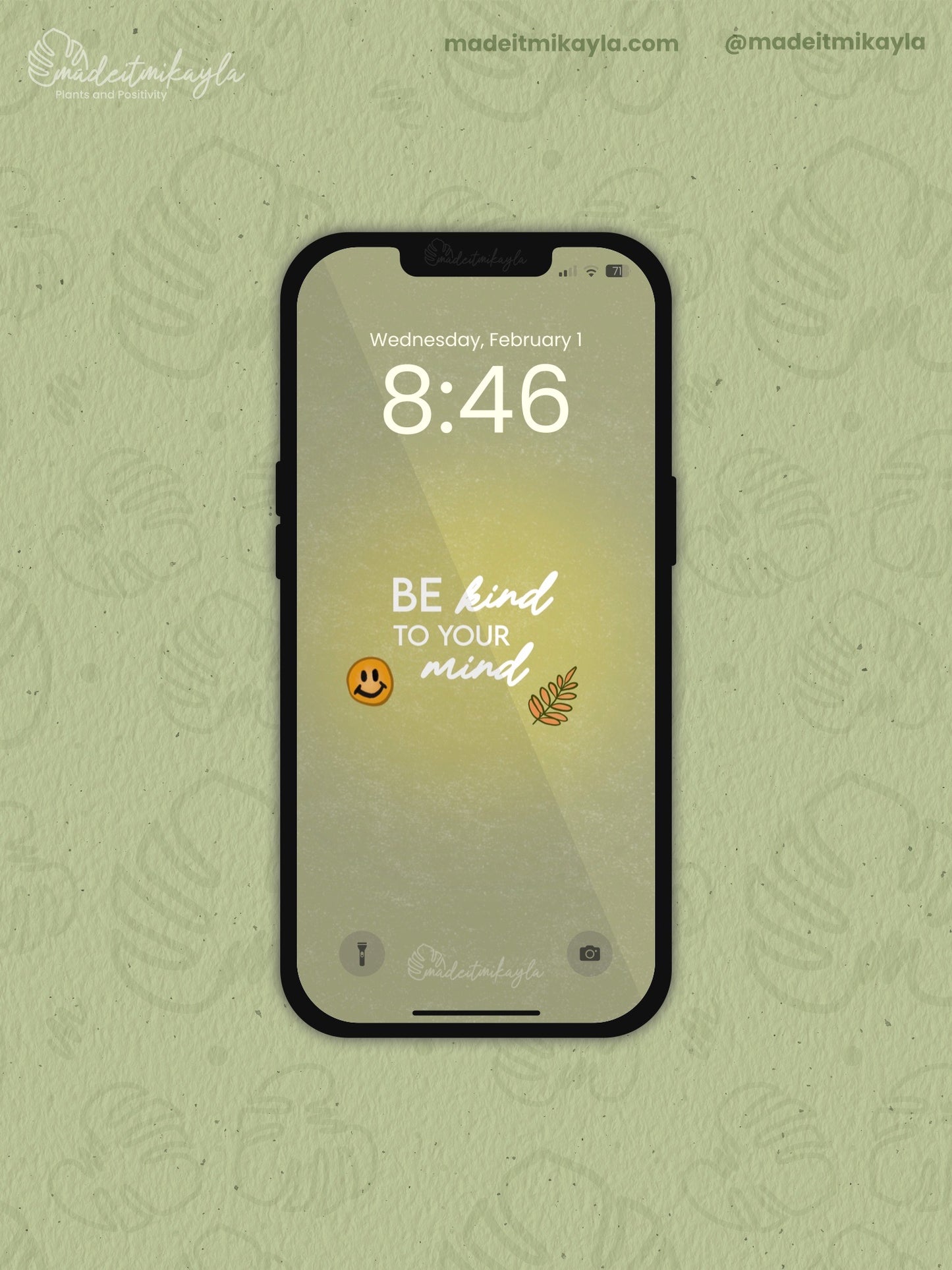 Be Kind To Your Mind Affirmation Phone Wallpaper | MadeItMikayla