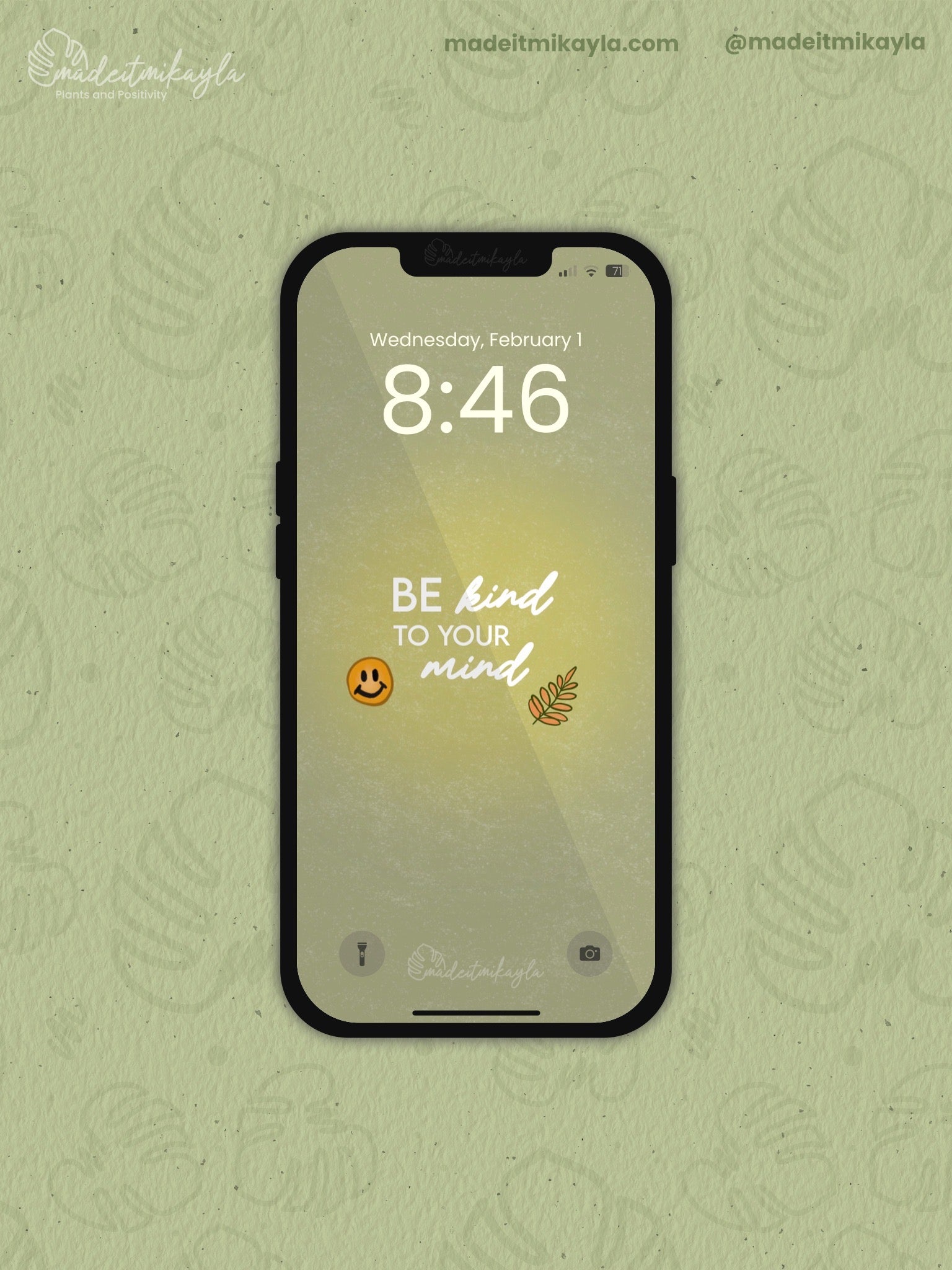 Be Kind To Your Mind Affirmation Phone Wallpaper | MadeItMikayla